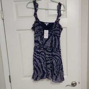 Patrons of Peace Navy Floral Ruffle Dress